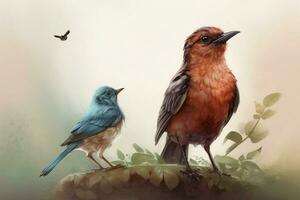 uma digital ilustração do uma pássaro com uma pássaro em Eu foto