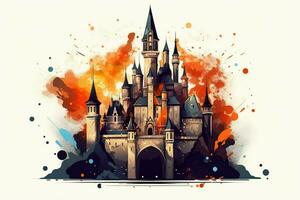 a ilustrado moderno castelo ícone com Magia Illu foto