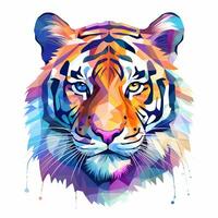 ilustração do uma tigre, pastel tetrádico cores estilo, fofo e peculiar, fantasia arte, aguarela efeito, branco fundo. ai gerado foto