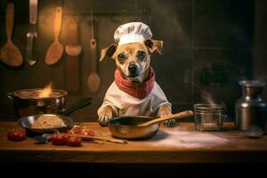 chefe de cozinha cachorro cozinhando foto