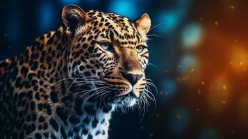 fechar-se do impressionante leopardo com texturizado fundo e espaço para texto, fundo imagem, ai gerado foto