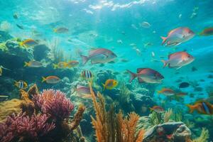 colorida embaixo da agua escola do peixe dentro caribe r foto