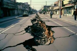 rachaduras rua estrada depois de tremor de terra foto