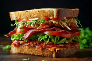 delicioso vegano sanduíche com uma crocante textura uma foto