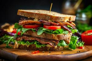 delicioso vegano sanduíche com uma crocante textura uma foto