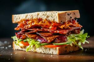 delicioso vegano sanduíche com uma crocante textura uma foto