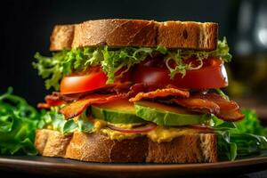 delicioso vegano sanduíche com uma crocante textura uma foto