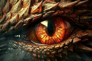 olho do mitológico Dragão em fogo foto