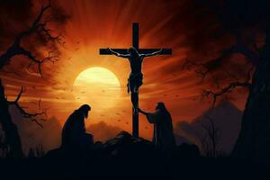 Boa Sexta-feira fundo com Jesus Cristo e Cruz foto