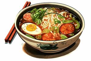 japonês ramen sopa é tradicionalmente delicioso a foto