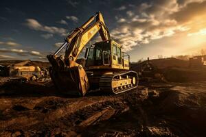 mineração equipamento escavação dentro a construção indu foto