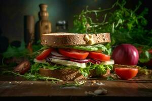 natural vegano sanduíche preparado com orgânico e foto