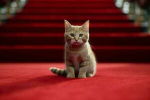 vermelho tapete para famoso gato foto