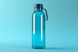 refrescante azul líquido dentro plástico Esportes garrafa foto