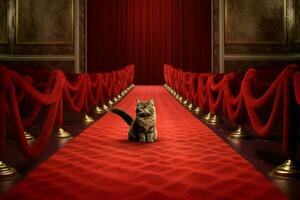 vermelho tapete para famoso gato foto