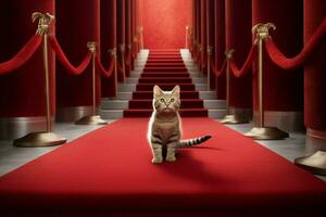 vermelho tapete para famoso gato foto