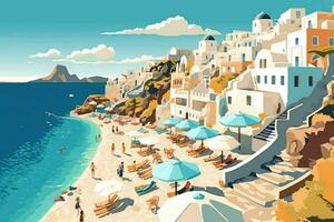 santorini praias oferta turquesa felicidade illustrat foto