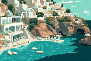 santorini praias oferta turquesa felicidade illustrat foto