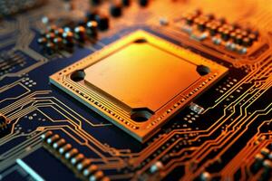 tecnologia o circuito processador com microchip foto
