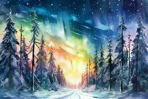 a ilustração retrata uma nórdico aurora boreal foto