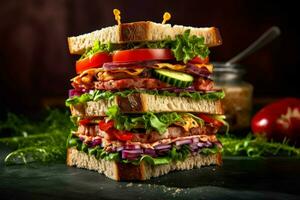 experimentar uma saboroso e colorida vegano sanduíche cheio do v foto