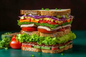 experimentar uma saboroso e colorida vegano sanduíche cheio do v foto