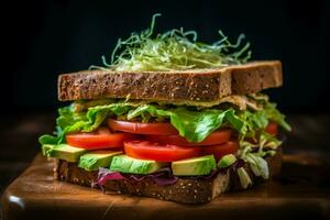 vegano sanduíche luz e saudável opção para uma qui foto