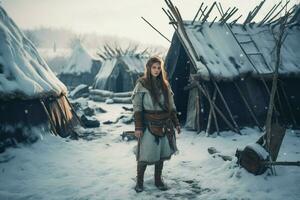 viking menina neve assentamento foto