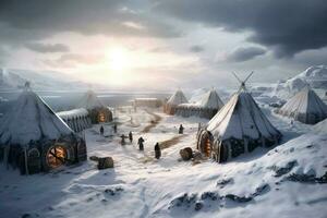 viking homem neve assentamento foto