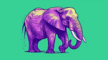 uma verde elefante com uma roxa fundo foto