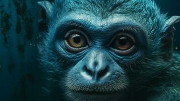 uma poster este diz a azul macaco em isto foto