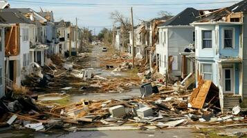 horrível devastação depois de furacão em casas e p foto
