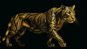 Preto guepardo tigre dentro dourado padronizar foto