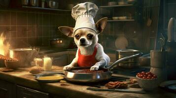 chefe de cozinha cachorro cozinhando foto