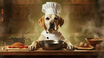 chefe de cozinha cachorro cozinhando foto