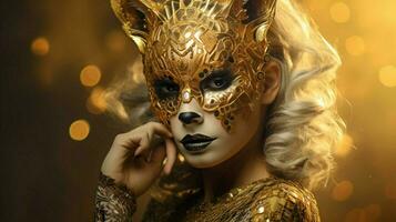 fantasia deusa dentro tigre guepardo dourado mascarar foto