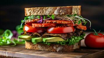 natural vegano sanduíche preparado com orgânico e foto