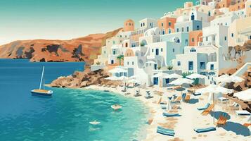 santorini praias oferta turquesa felicidade ilustração foto