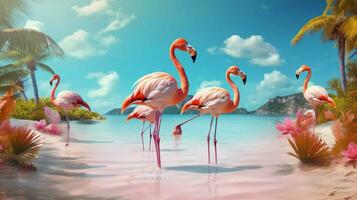 verão período de férias conceito flamingo paraíso explorando foto