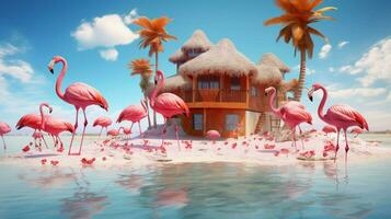 verão período de férias conceito flamingo paraíso explorando foto