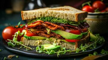 vegano sanduíche delicioso e nutritivo opção foto