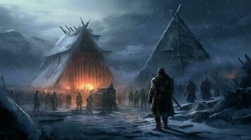 viking homem neve assentamento foto