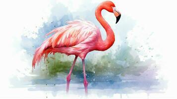 aguarela Rosa flamingo ilustração ai geração foto