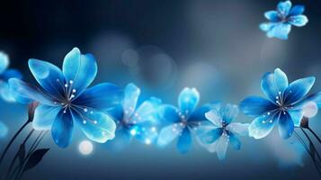 uma lindo azul flores em uma cinzento fundo foto
