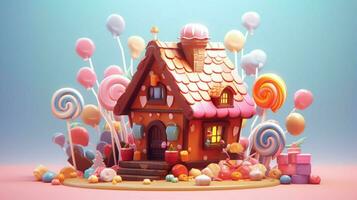 uma chique doce casa com doces e chocolate sobremesa foto