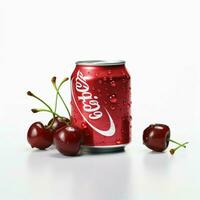 Coca Cola cereja com branco fundo Alto qualidade foto