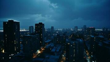 Sombrio azul fundo a cena do Alto subir construir foto