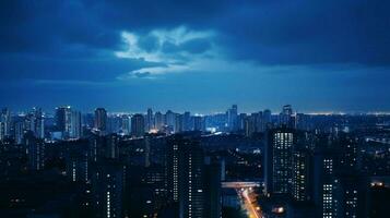 Sombrio azul fundo a cena do Alto subir construir foto