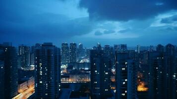 Sombrio azul fundo a cena do Alto subir construir foto