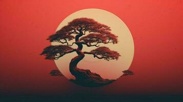 árvore em sólido cor fundo zen enso behance foto